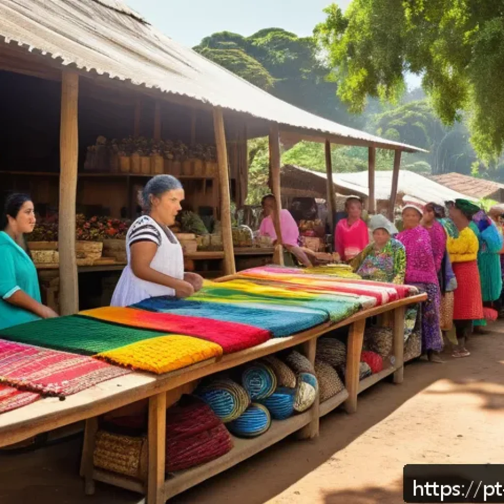 협동조합 창업과 사회적 변화 - A vibrant scene of a rural Brazilian cooperative market in Paraná, featuring diverse women artisans ...