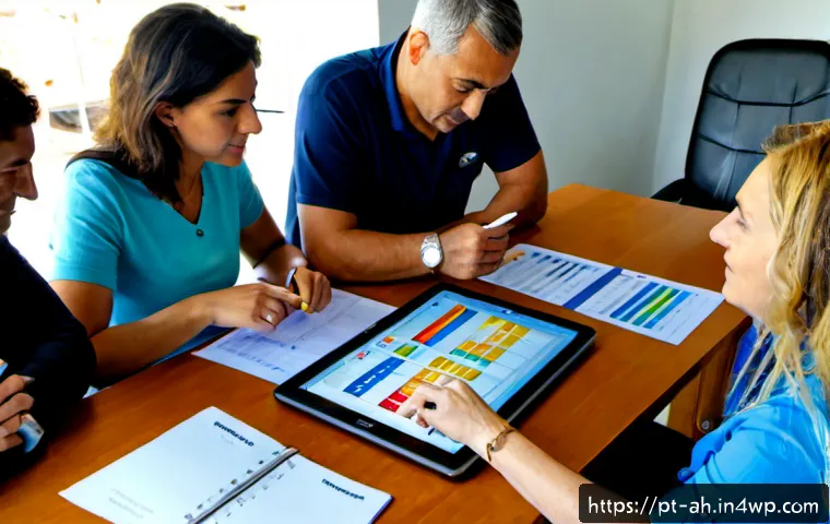Home 17 협동조합의 위험 관리 방안 - Photorealistic cooperative risk management meeting in a bright Portuguese community office, diverse ...