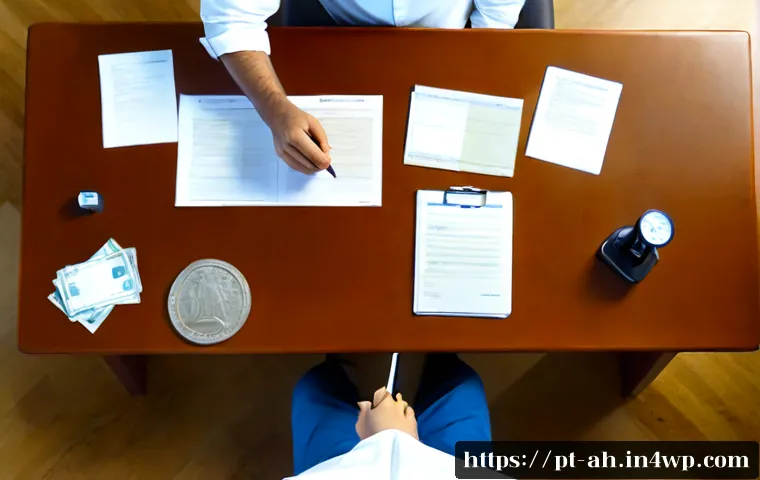 Home 17 협동조합 운영을 위한 필수 문서 목록 - Photorealistic overhead view of a cooperative management team in Portugal organizing essential gover...